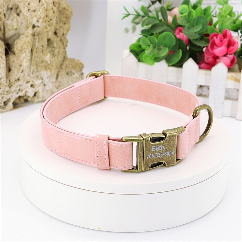 Personalized Dog Collar with Name & Phone Number β Soft Microfiber Leather, Adjustable for All Breeds