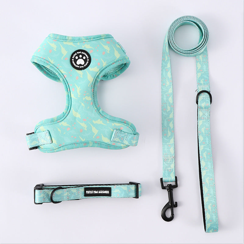 Mint Green Dog Harness Set โ Adjustable No-Pull Harness with Matching Leash & Collar