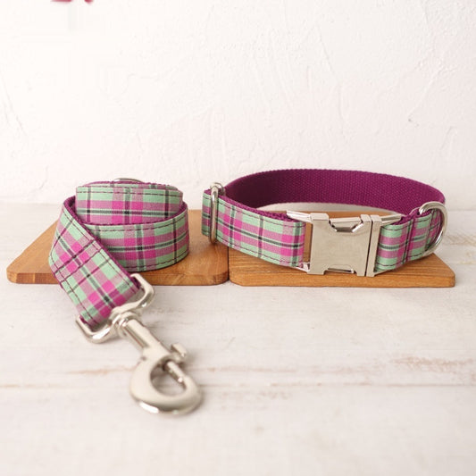 Mint Zigzag Dog Collar + Leash Set | Modern & Comfortable Pet Walking Set