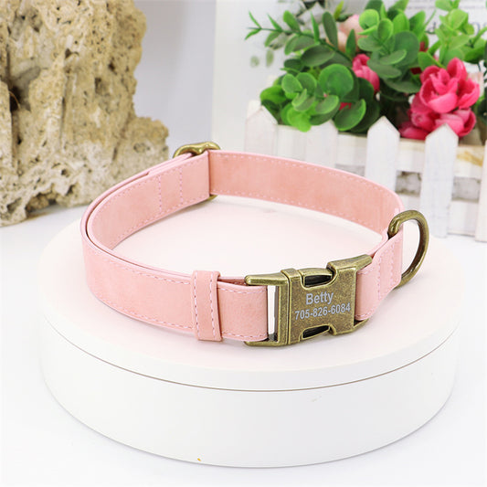 Personalized  Dog Collar with Name & Phone Number – Soft Microfiber Leather, Adjustable for All Breeds