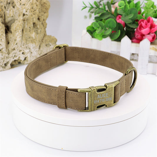 Personalized  Dog Collar with Name & Phone Number – Soft Microfiber Leather, Adjustable for All Breeds