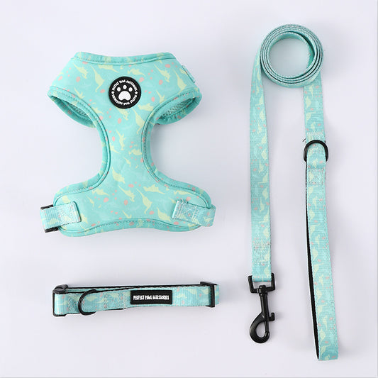 Mint Green Dog Harness Set – Adjustable No-Pull Harness with Matching Leash & Collar