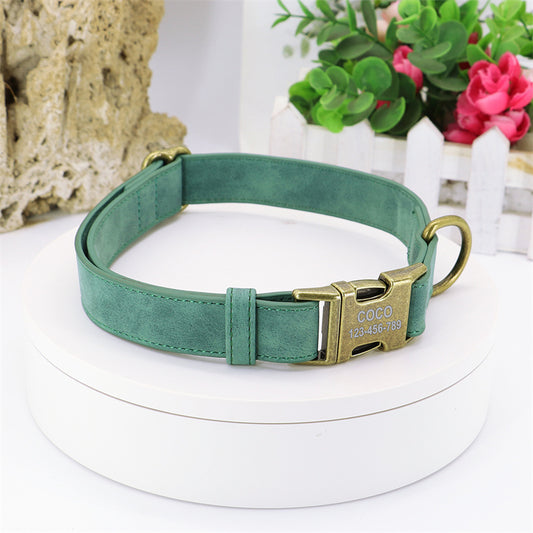 Personalized  Dog Collar with Name & Phone Number – Soft Microfiber Leather, Adjustable for All Breeds