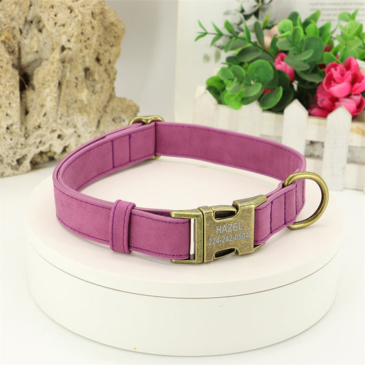 Personalized Dog Collar with Name & Phone Number – Soft Microfiber Leather, Adjustable for All Breeds